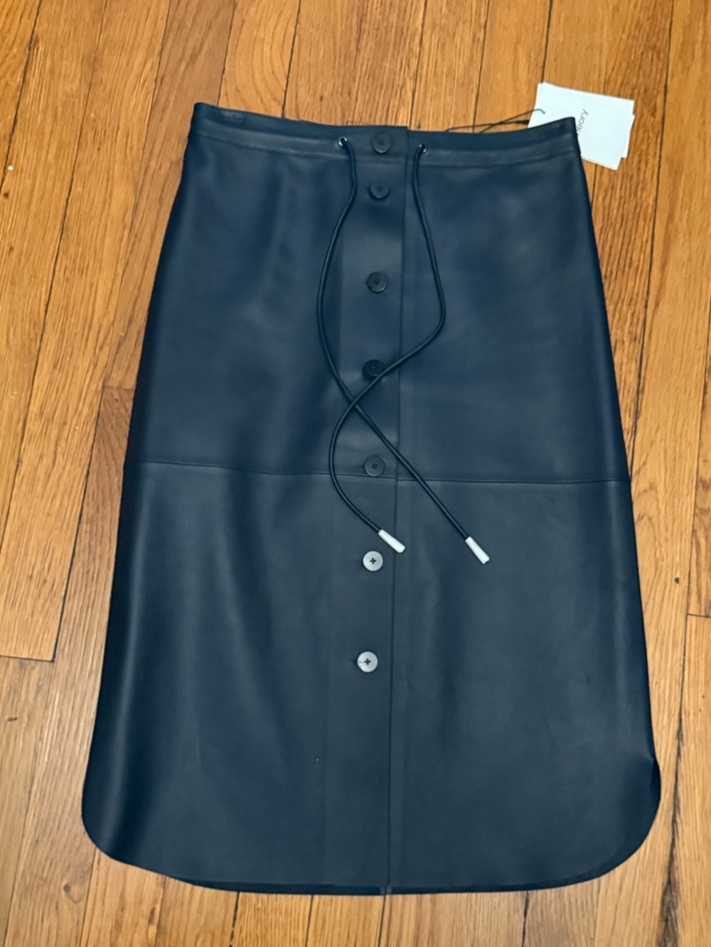 Theory Black Button-Front Midi Skirt with Drawstring